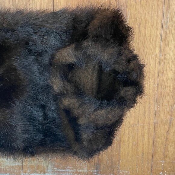 Vintage Fur Muff Winter Hand Warmer 1990s Brown Faux Fur Winter Accessory Women - Picture 2 of 4